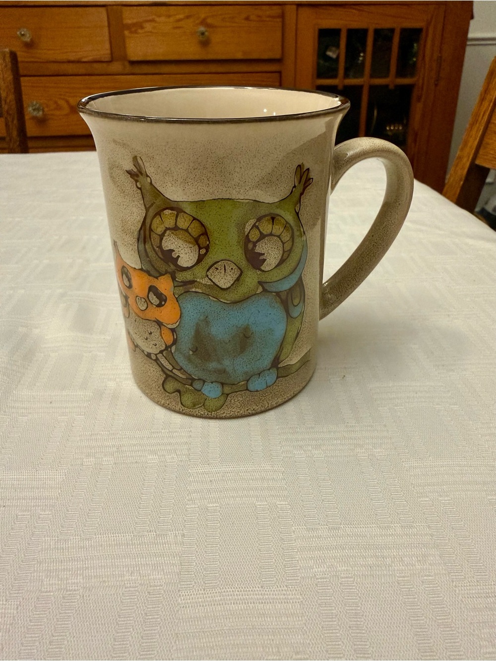 Vintage Pier One Whimsical Owl Mug 16 Ounces